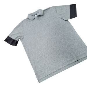 FootJoy Pique Polo Golf Shirt 2 Tone Block Sleeve Easy Care Fabric Size Large